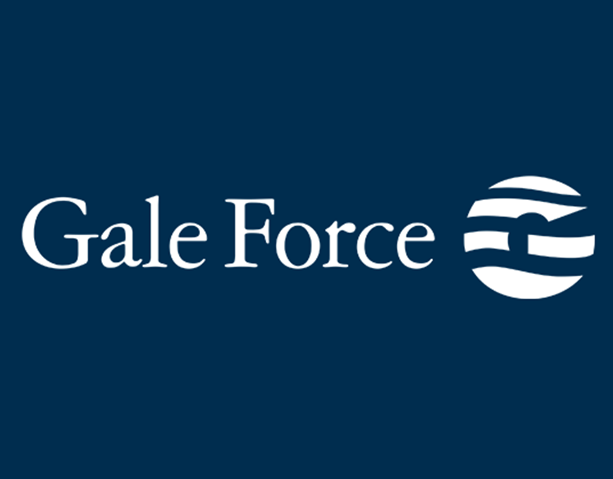 galeforce logo in a dark blue background