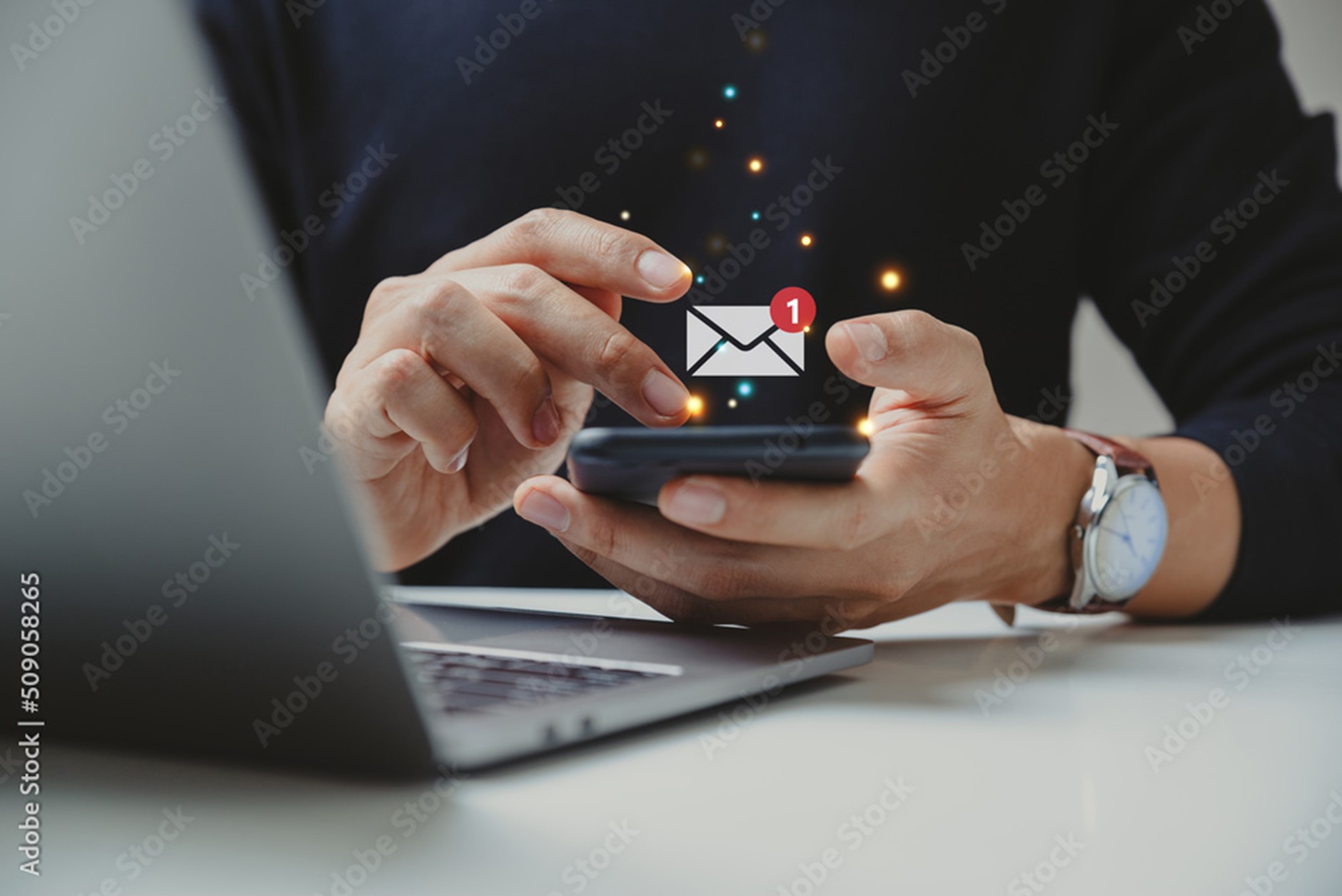 Email marketing concept: A laptop displaying an email icon with a megaphone, symbolizing effective communication and promotion.