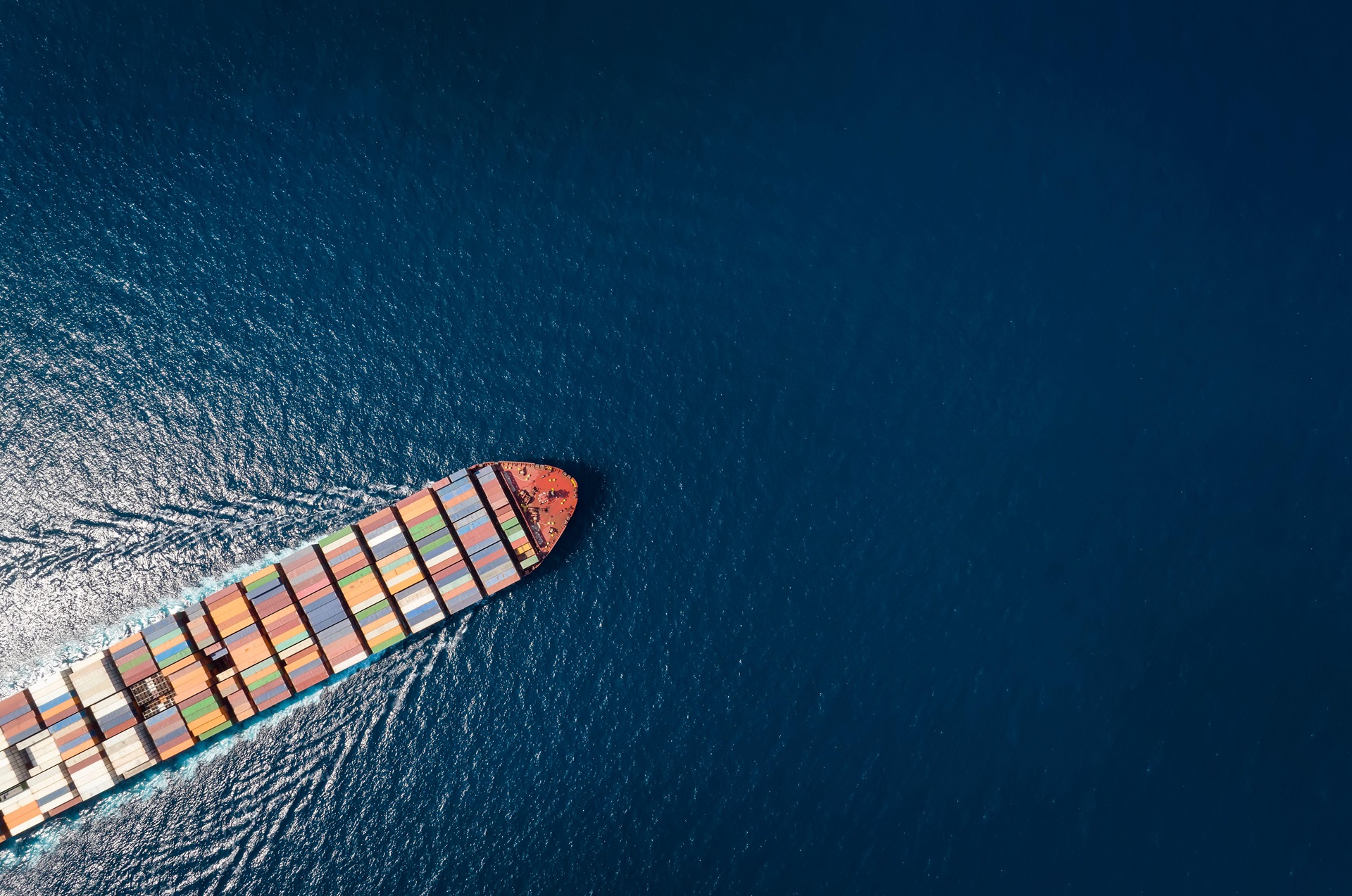 Cargo ship on blue sea