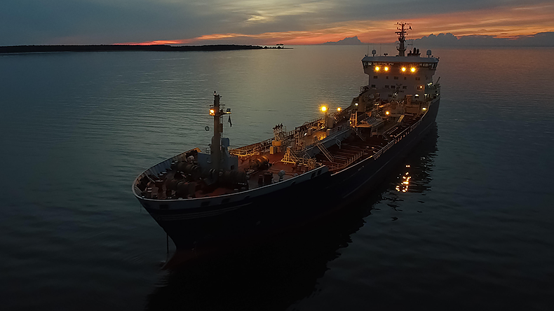 Dark tanker at night