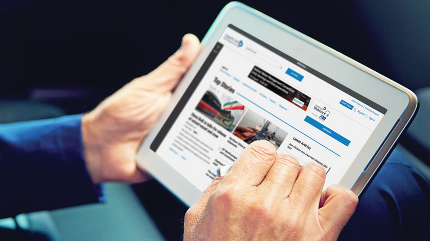 businessman reading news website