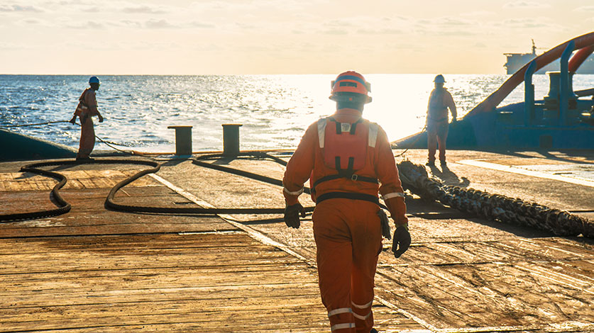 construction man inspecting vessel