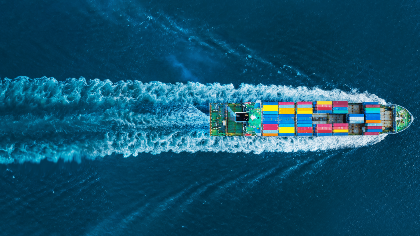 Image of a container ship in the sea