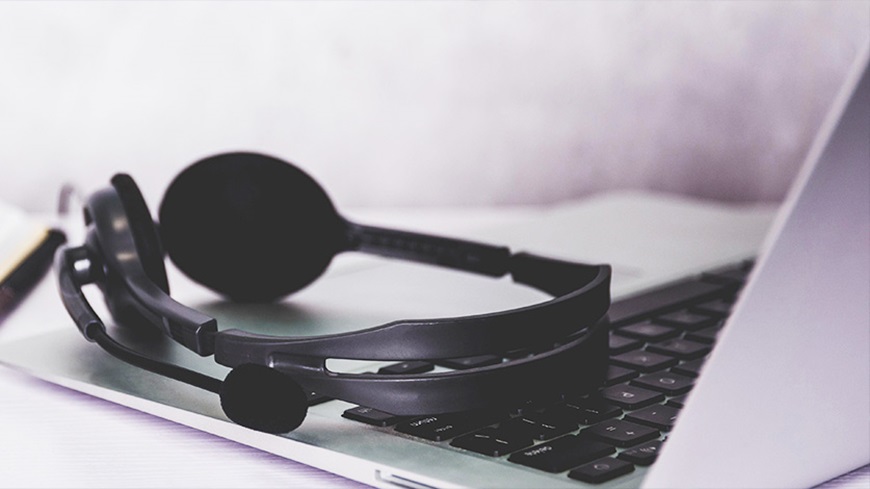 laptop and headset