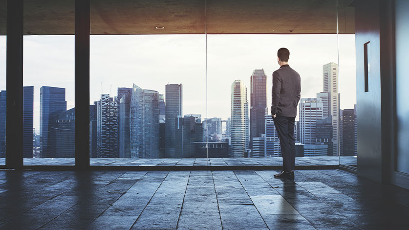 man overlooking the city