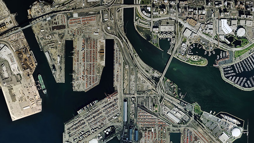 birds eye view of port