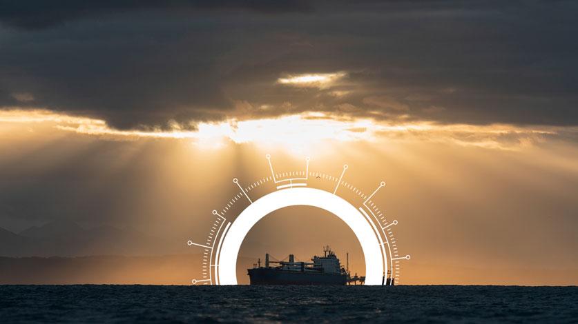 ship at sunrise with clouds