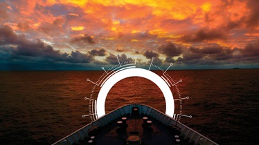 ship at sunset