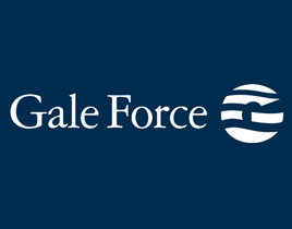 galeforce logo in a dark blue background