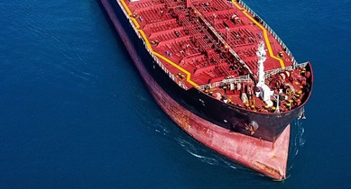 Tip of Red Commodities Vessel