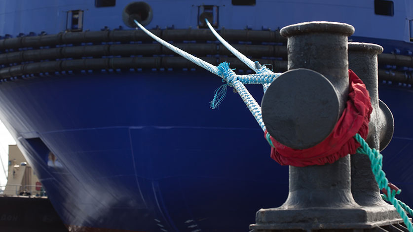 tied up blue vessel